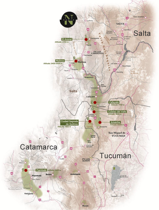 Mapa vinícola do Norte