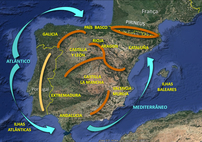 Influências geográficas nas regiões vinícolas da Espanha