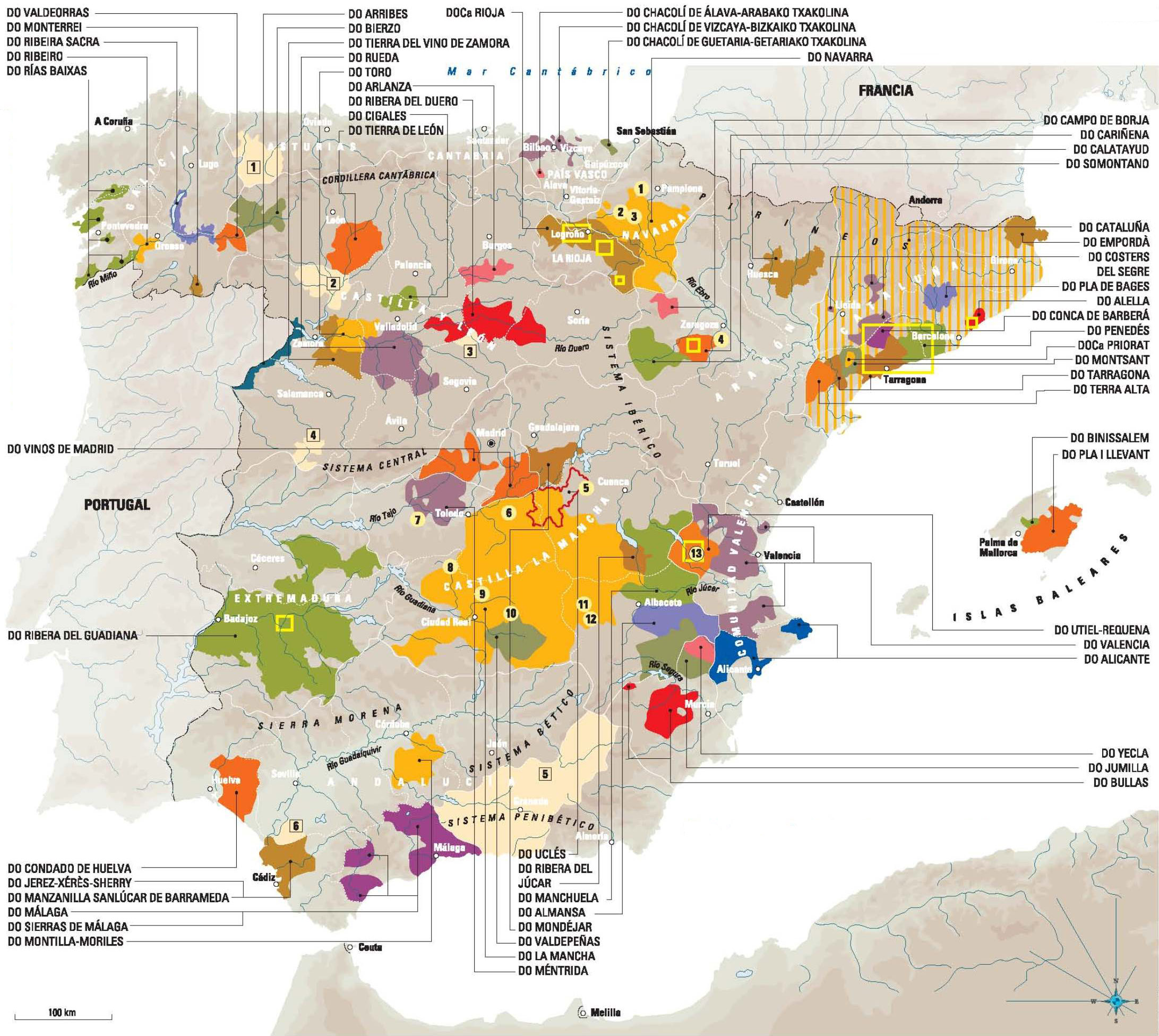 Mapa vinícola da Espanha ( © Javier Belloso )
