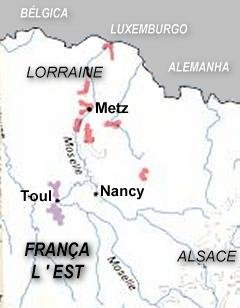 Mapa vinícola da Lorraine