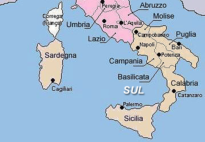Mapa vinícola das Ilhas da Itália