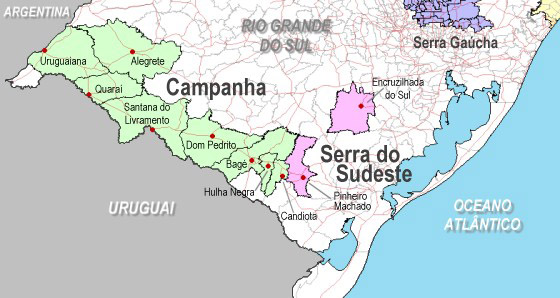 Mapa vinícola da Campanha Gaúcha