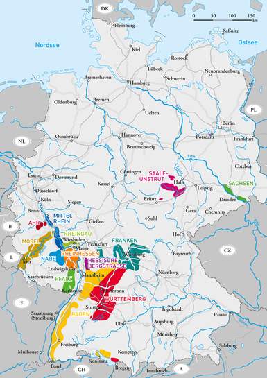 Mapa vinícola da Alemanha ( imagem Wines of Germany )
