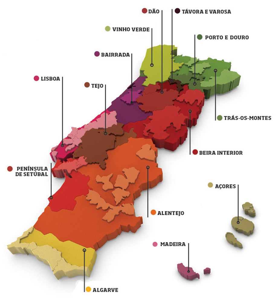 Mapa vinícola de Portugal