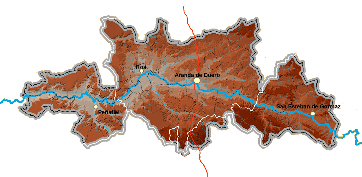 Mapa vinícola da Ribera del Duero