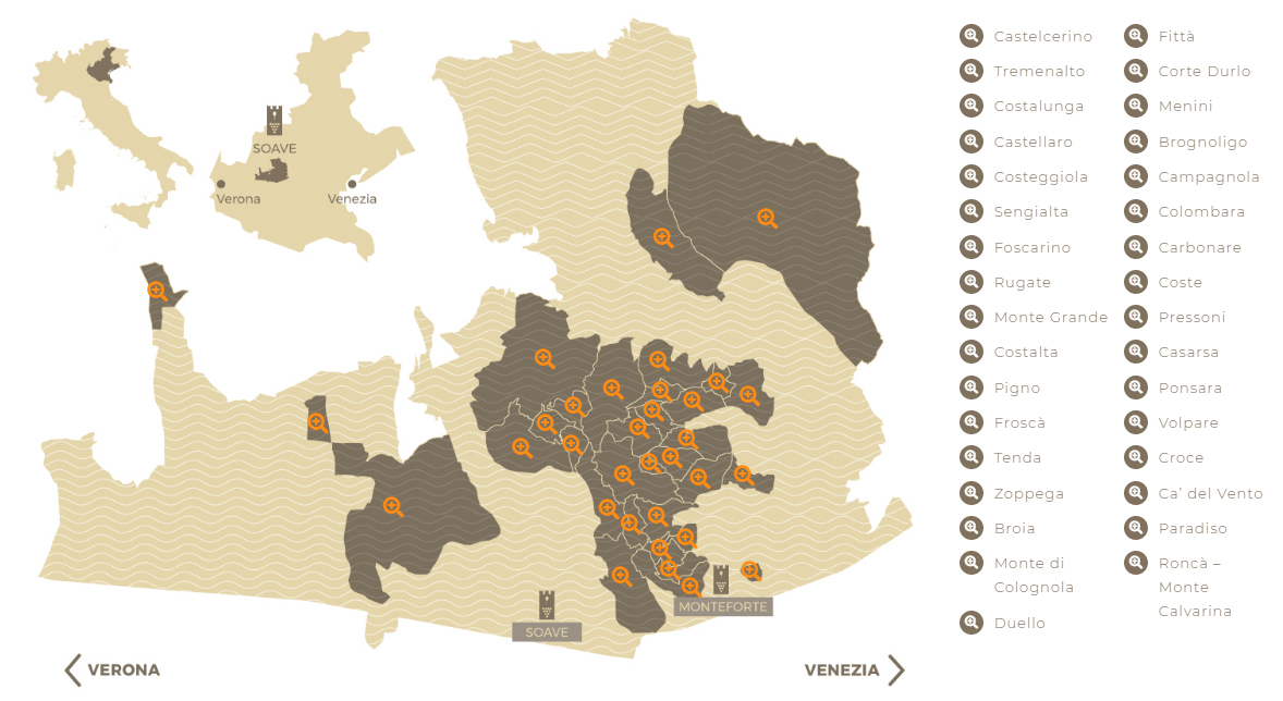 Mapa vinícola de Soave